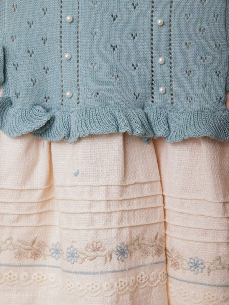 Kız Çocuk Elbise 9-24 Ay 52142 Mavi - 12