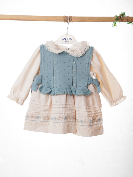 Kız Çocuk Elbise 9-24 Ay 52142 Mavi - 5