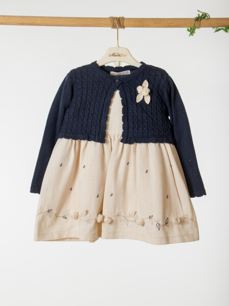 Kız Çocuk Bolerolu Elbise Takım 6-18 Ay 52141 Lacivert - 5