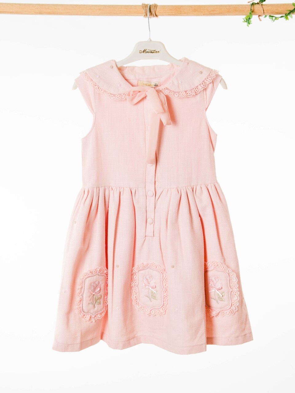 Kız Çocuk Elbise + Bolero 4-7 Yaş 52120 Pudra - 10