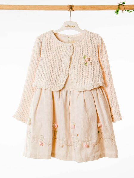 Kız Çocuk Elbise 3-6 Yaş 52140 Bej - 5