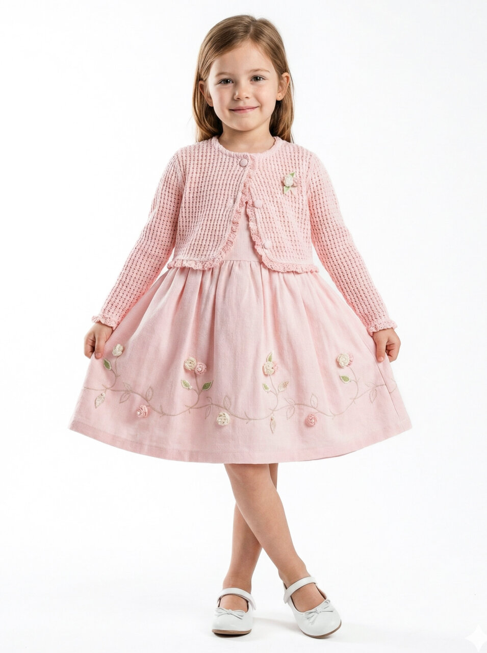 Kız Çocuk Elbise 3-6 Yaş 52140 Pembe - 1