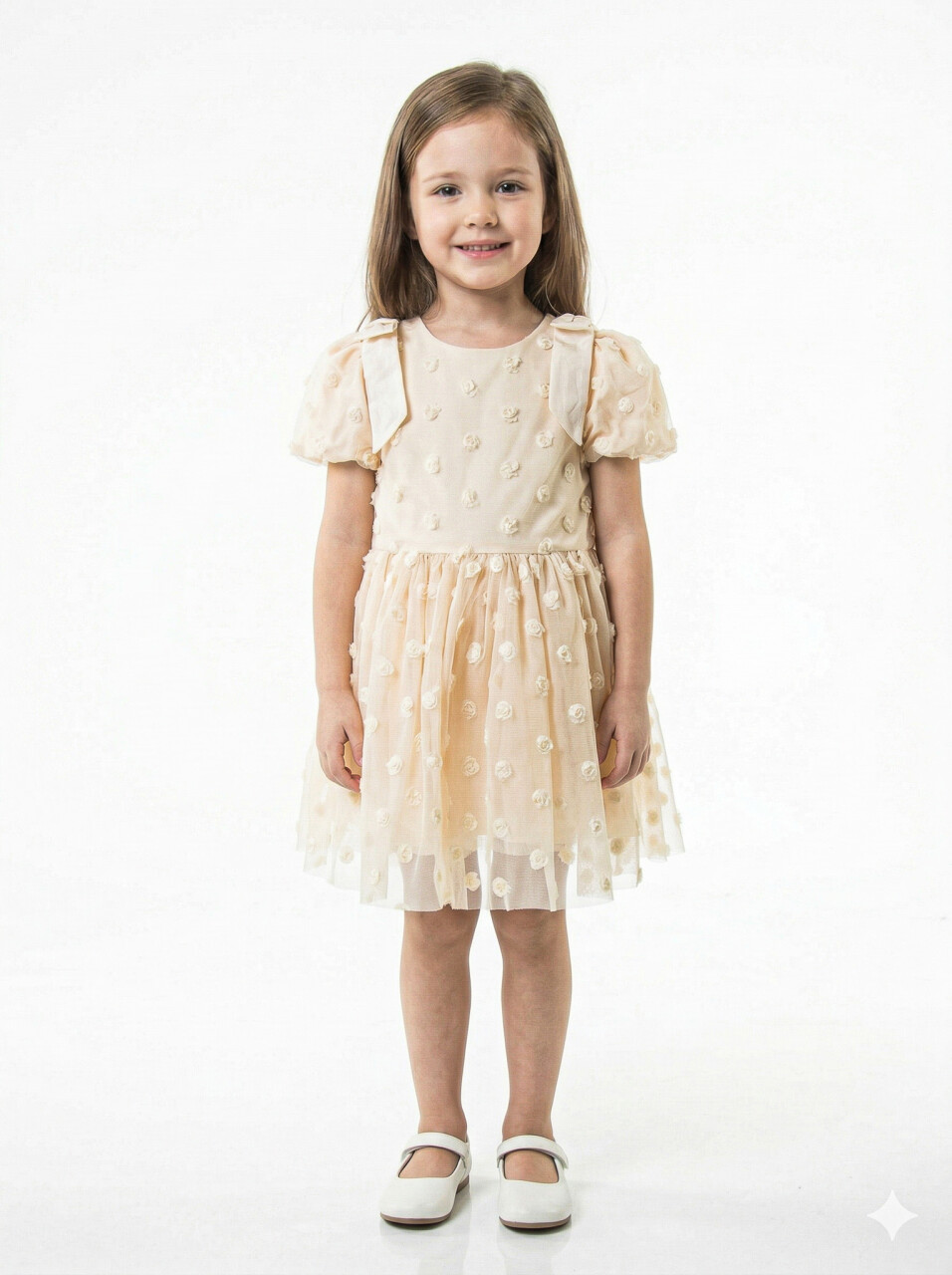 Kız Çocuk Yazlık Elbise 2-5 Yaş 53228 Bej - 1