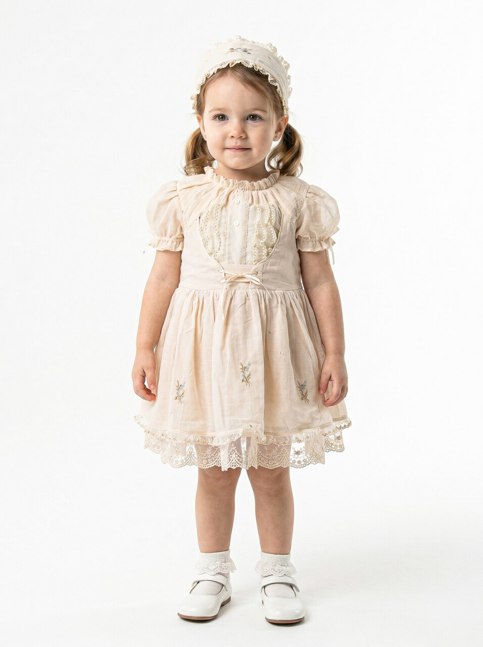 Kız Çocuk Yazlık Elbise 9-24 Ay 53225 Bej - 1