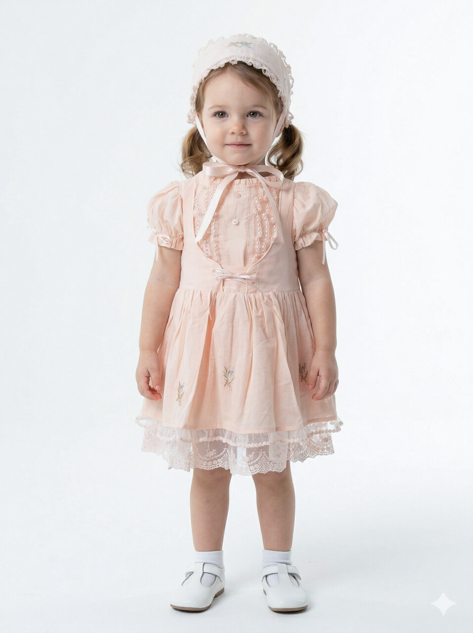 Kız Çocuk Yazlık Elbise 9-24 Ay 53225 Pudra - 1