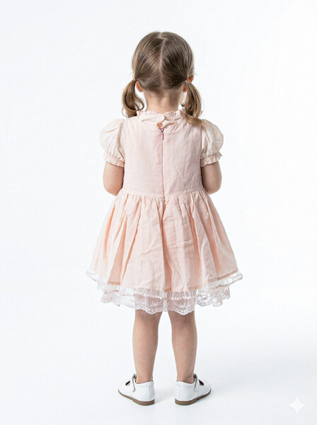 Kız Çocuk Yazlık Elbise 9-24 Ay 53225 Pudra - 3