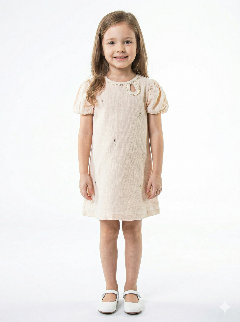 Kız Çocuk Yazlık Elbise 2-5 Yaş 53274 Bej - 1