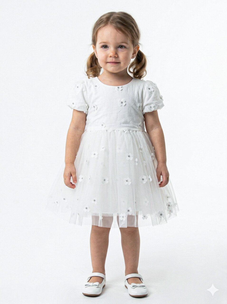 Kız Çocuk Yazlık Elbise 9-24 Ay 53227 Beyaz - 1