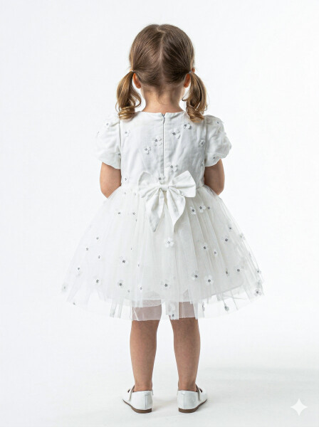Kız Çocuk Yazlık Elbise 9-24 Ay 53227 Beyaz - 2