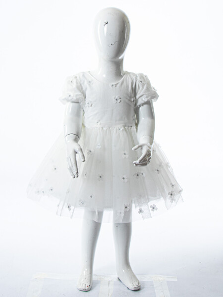 Kız Çocuk Yazlık Elbise 9-24 Ay 53227 Beyaz - 3