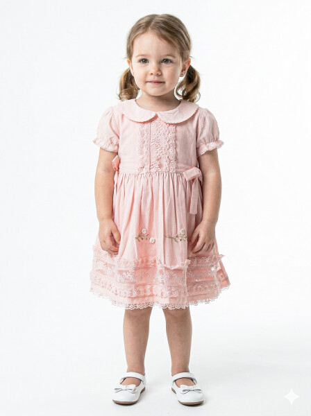 Kız Çocuk Yazlık Elbise 9-24 Ay 53153 Pembe - 1