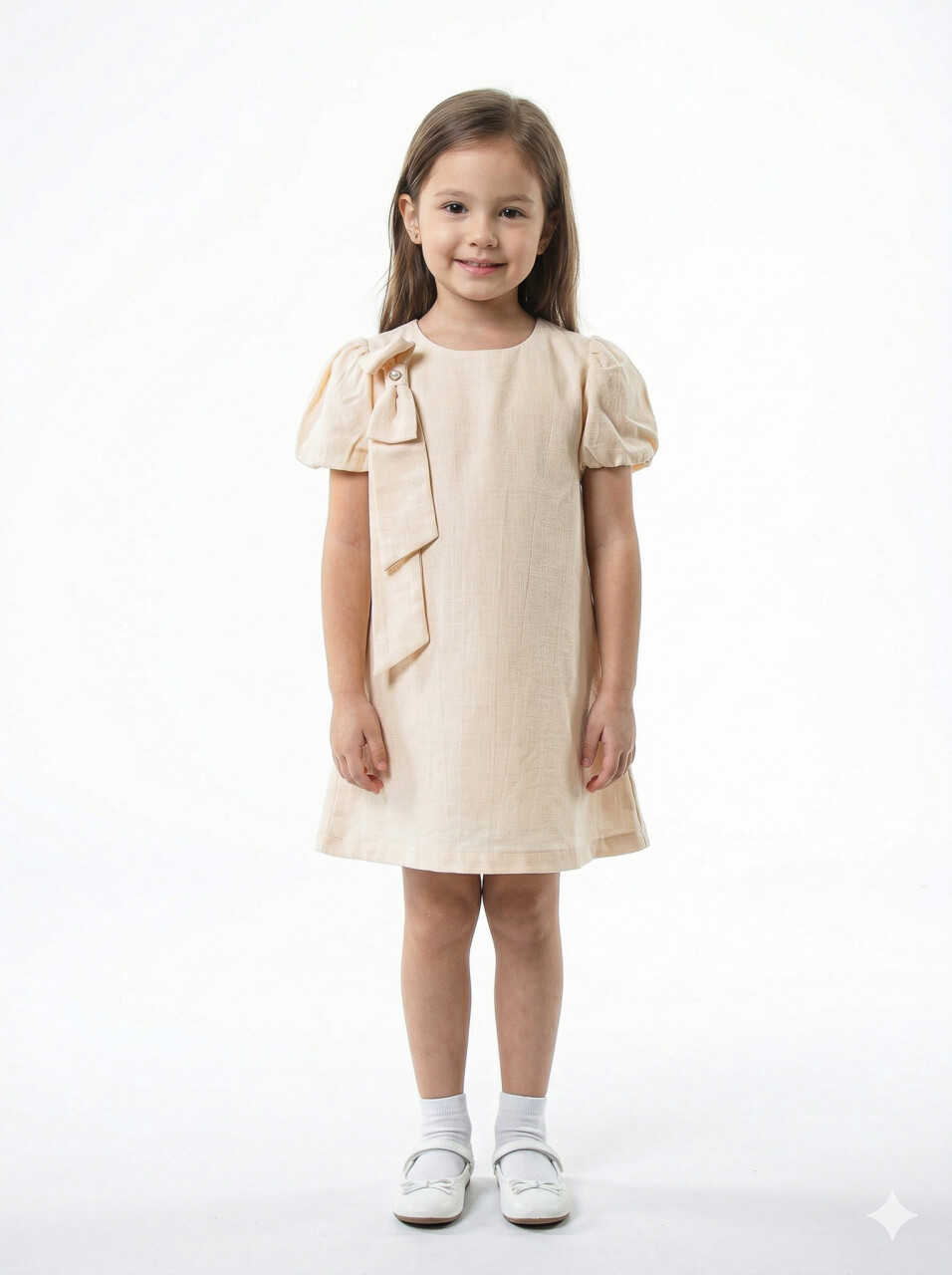 Kız Çocuk Yazlık Elbise 3-6 Yaş 53275 Bej - 1