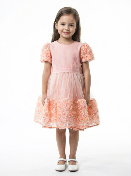 Kız Çocuk Yazlık Elbise 2-5 Yaş 53233 Pudra - MOONSTAR