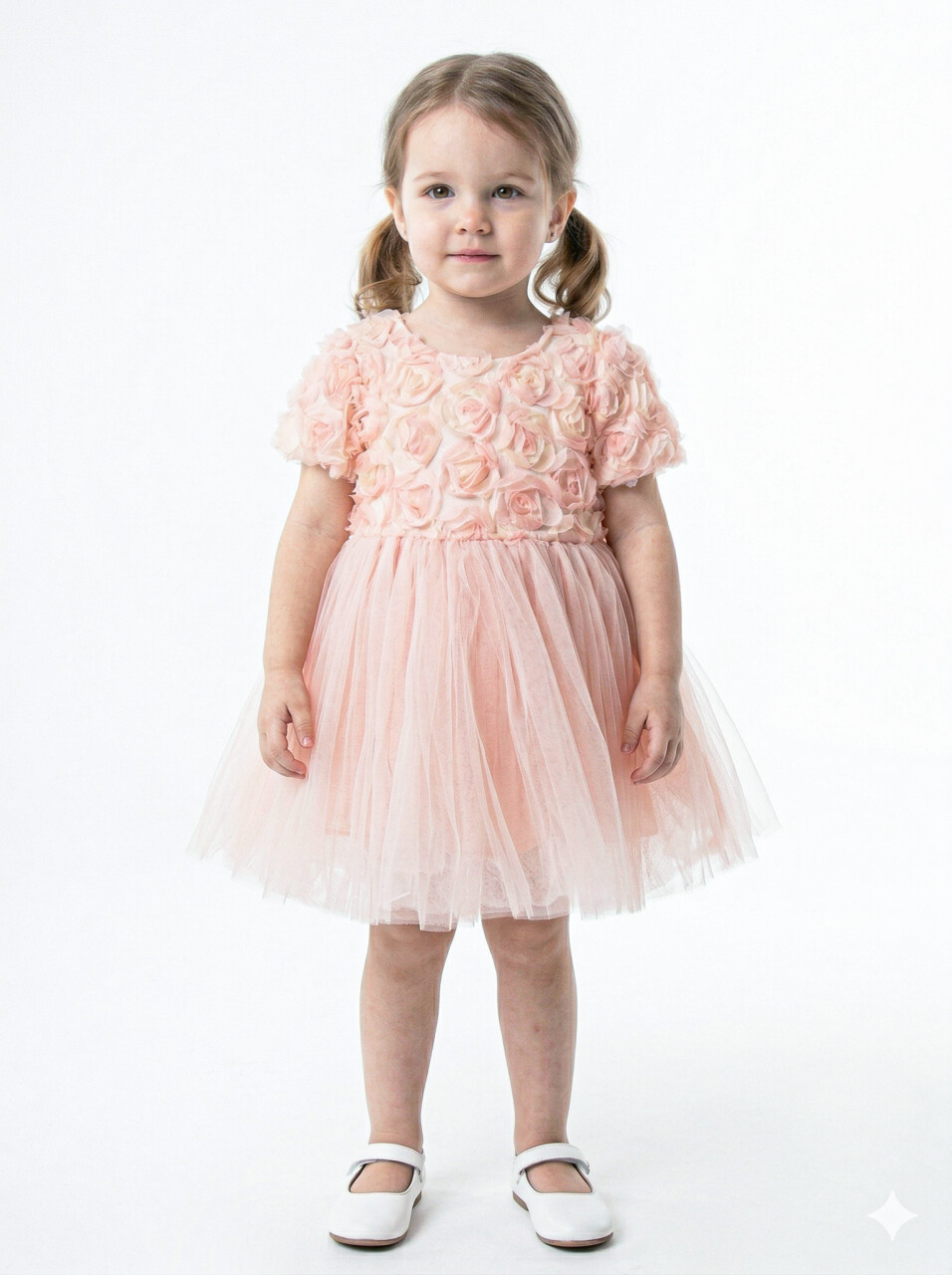 Kız Çocuk Yazlık Elbise 9-24 Ay 53230 Pudra - 1
