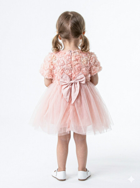 Kız Çocuk Yazlık Elbise 9-24 Ay 53230 Pudra - 2