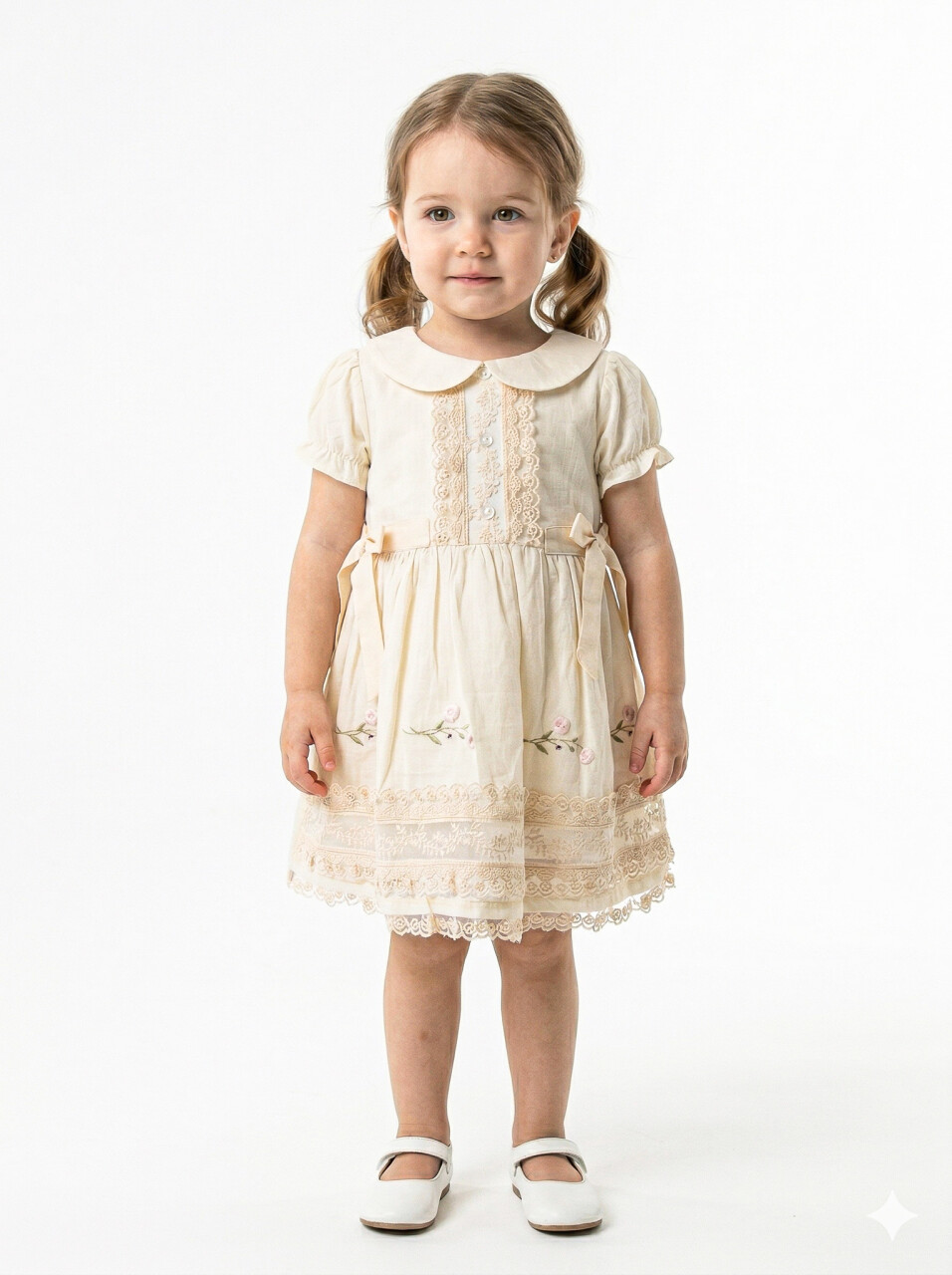 Kız Çocuk Yazlık Elbise 9-24 Ay 53153 Krem - 1