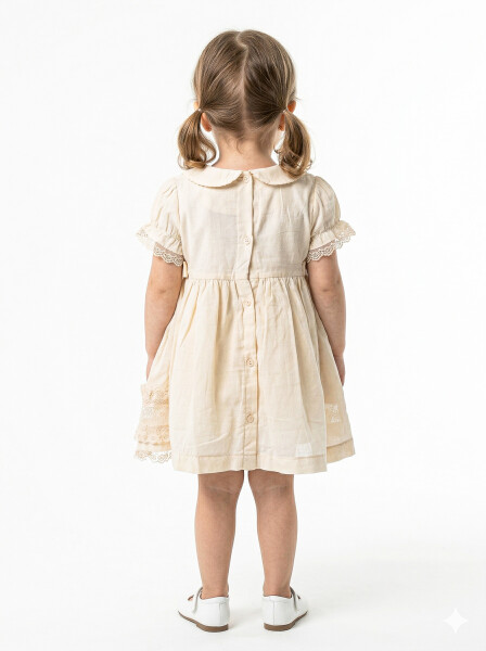 Kız Çocuk Yazlık Elbise 9-24 Ay 53153 Krem - 2