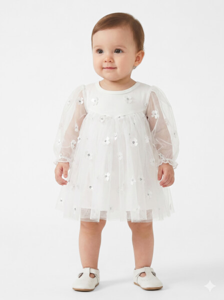 Kız Çocuk Yazlık Elbise 0-6 Ay 53244 Beyaz - MOONSTAR