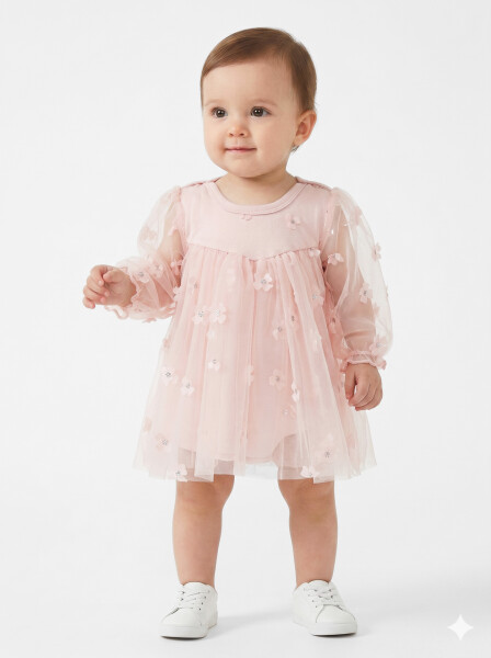 Kız Çocuk Yazlık Elbise 0-6 Ay 53244 Pudra - MOONSTAR