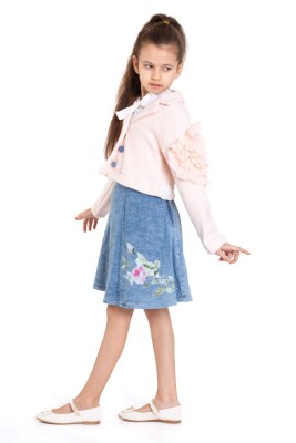 Kız Çocuk Elbise 5-8 Yaş 51051 Pudra - 2