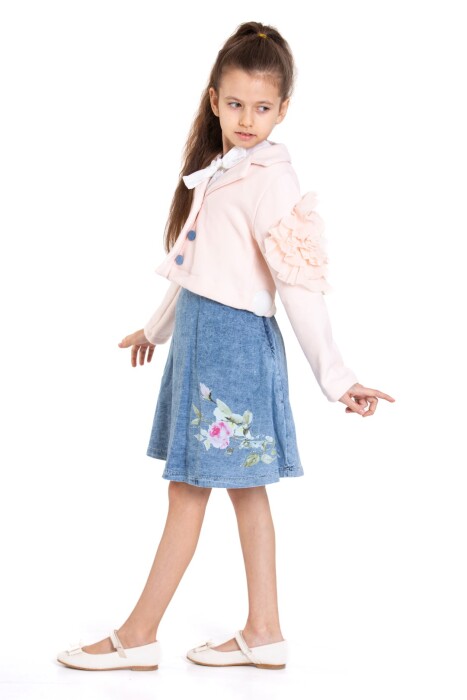 Kız Çocuk Elbise 5-8 Yaş 51051 Pudra - 2