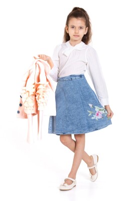 Kız Çocuk Elbise 5-8 Yaş 51051 Pudra - 4