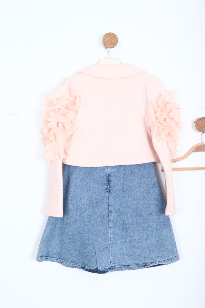 Kız Çocuk Elbise 5-8 Yaş 51051 Pudra - 7