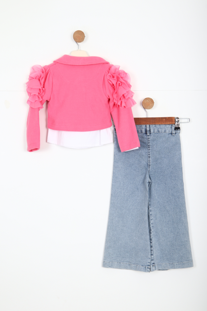 Kiz Çocuk Alt Üst Takım 4-7 Yaş 51009 Pembe - 5