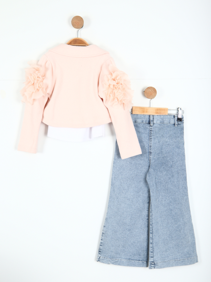 Kiz Çocuk Alt Üst Takım 4-7 Yaş 51009 Pudra - 4