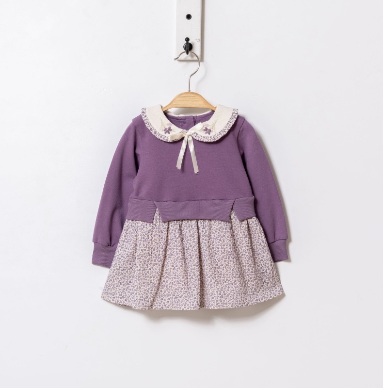 Kız Çocuk Elbise 9-24 Ay 52035 Mor 