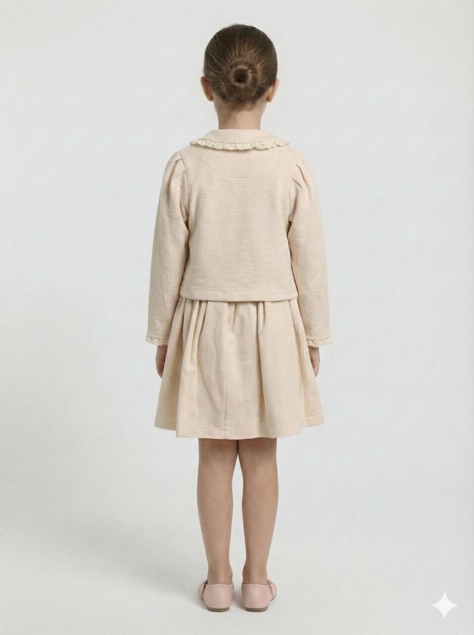 Kız Çocuk Elbise + Bolero 5-8 Yaş 52143 Bej - 2