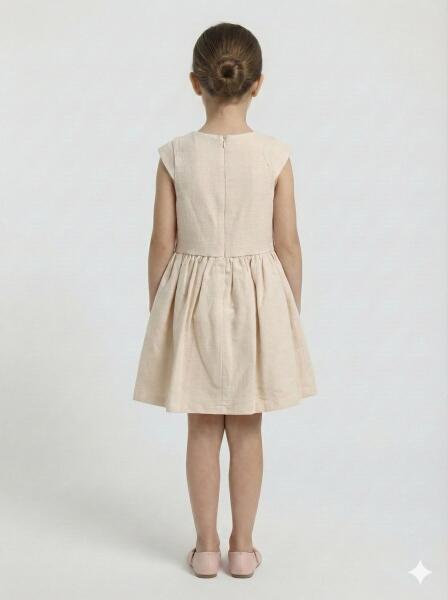 Kız Çocuk Elbise + Bolero 5-8 Yaş 52143 Bej - 4