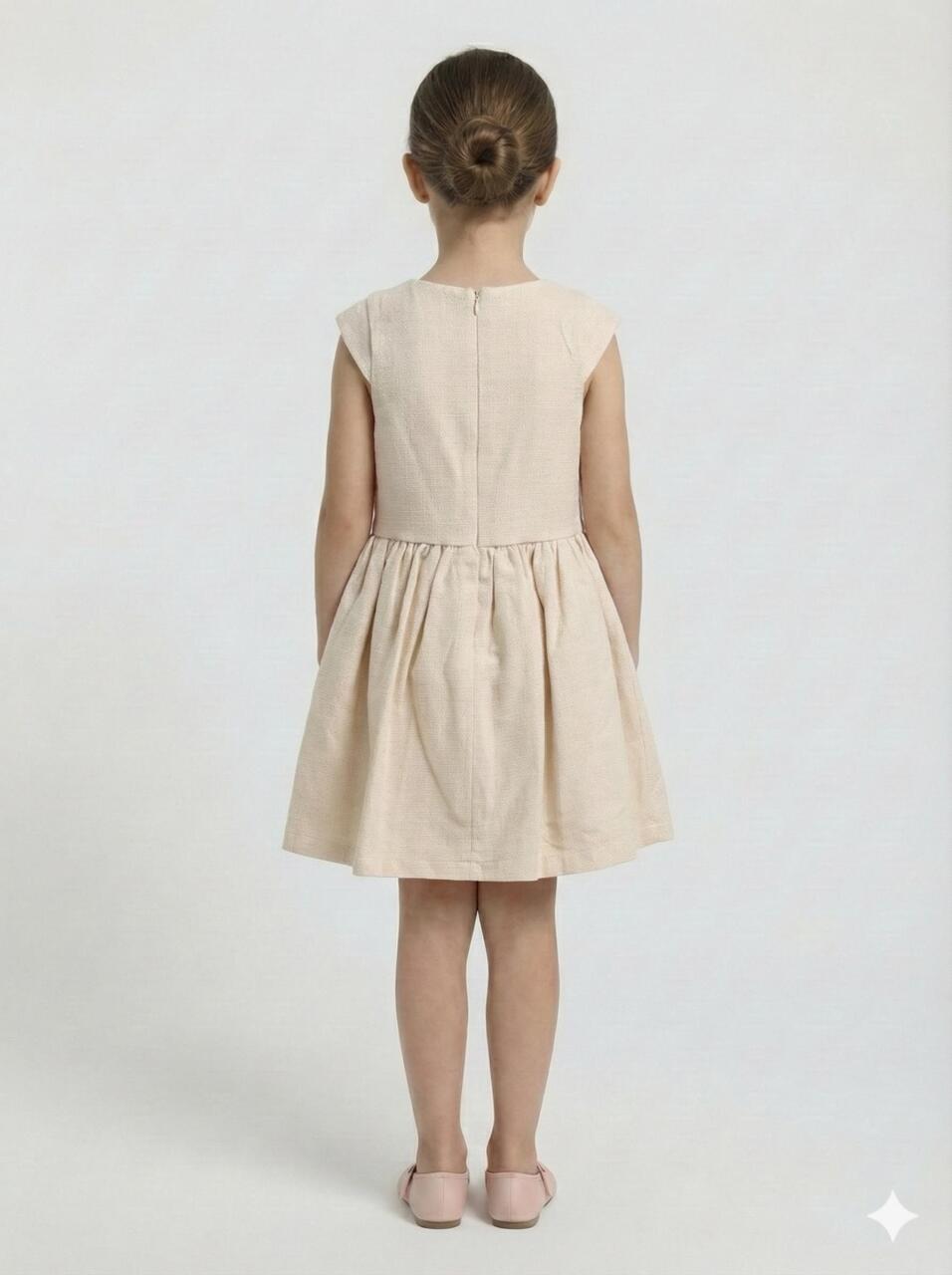 Kız Çocuk Elbise + Bolero 5-8 Yaş 52143 Bej - 4