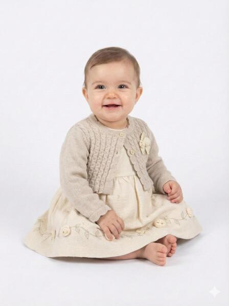 Kız Çocuk Elbise + Bolero 6-18 Ay 52141 Bej - MOONSTAR