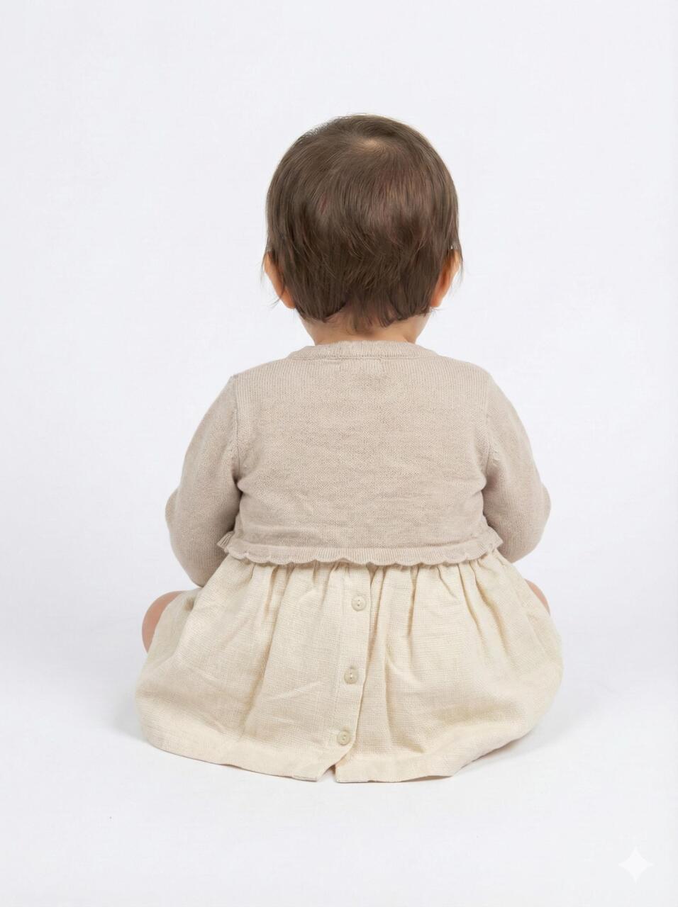 Kız Çocuk Bolerolu Elbise Takım 6-18 Ay 52141 Bej - 2