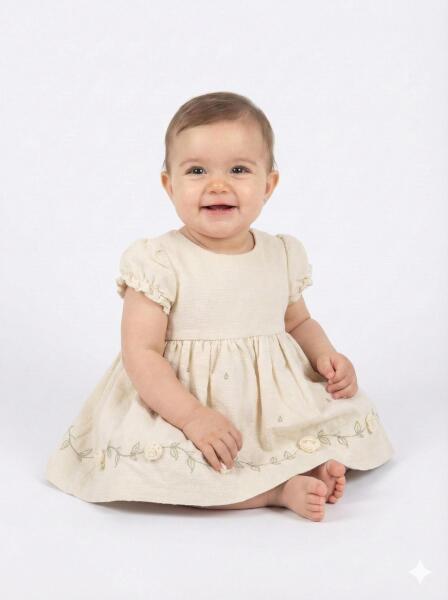 Kız Çocuk Bolerolu Elbise Takım 6-18 Ay 52141 Bej - 3
