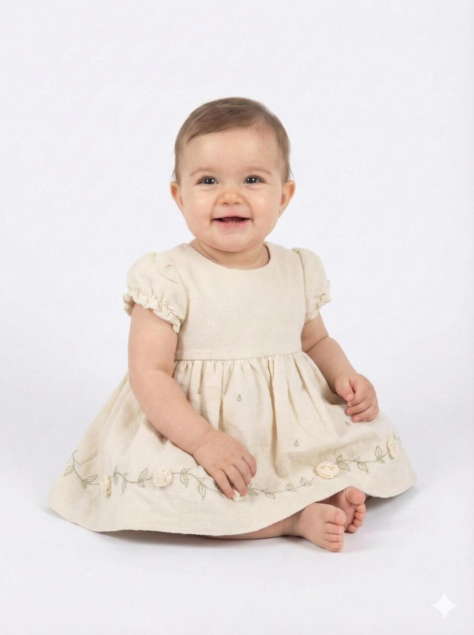 Kız Çocuk Bolerolu Elbise Takım 6-18 Ay 52141 Bej - 3
