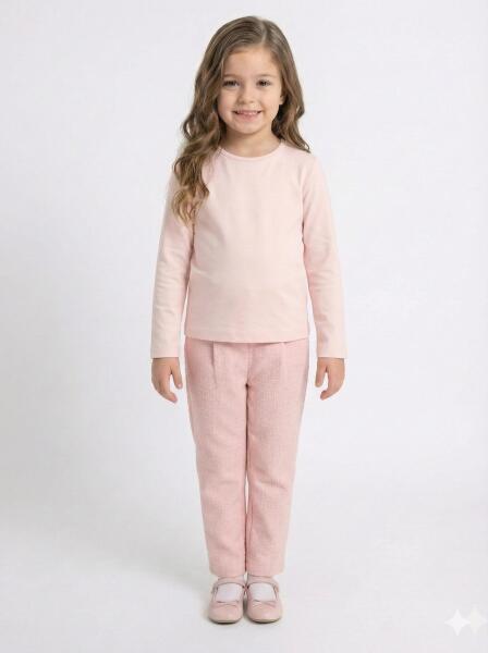 Kız Çocuk 3'lü Alt Üst Takım 4-7 Yaş 52127 Pudra - 3