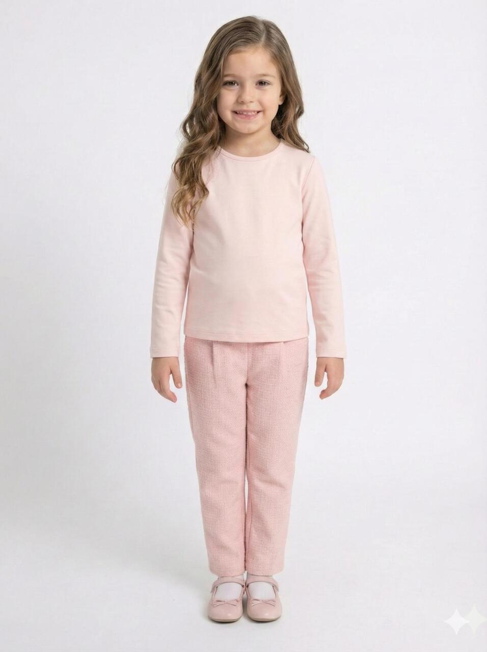Kız Çocuk 3'lü Alt Üst Takım 4-7 Yaş 52127 Pudra - 3