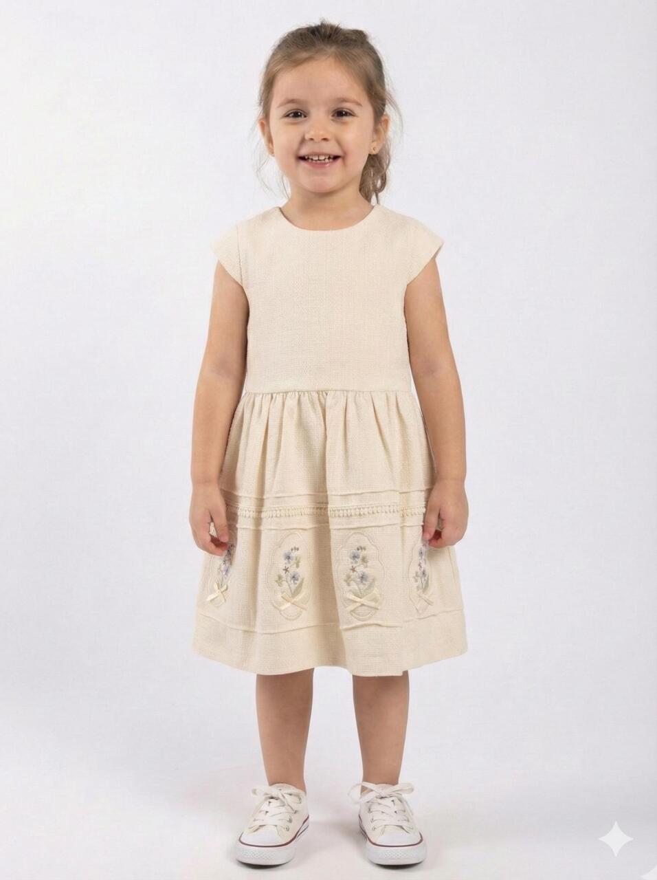 Kız Çocuk Elbise + Bolero 2-5 Yaş 52122 Bej - 3