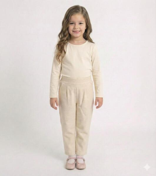 Kız Çocuk 3'lü Alt Üst Takım 4-7 Yaş 52127 Bej - 3