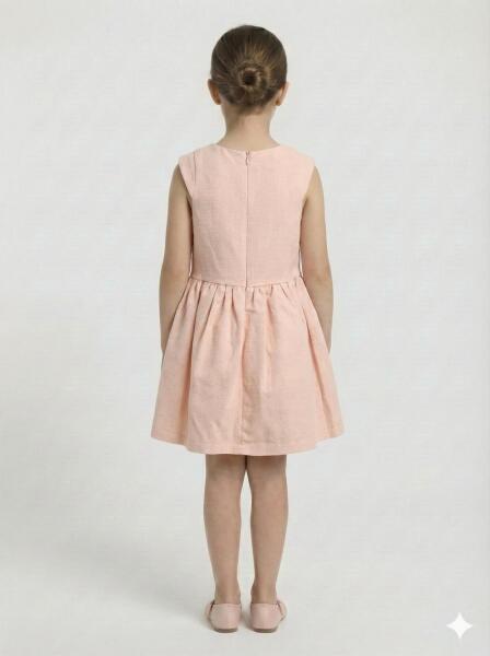 Kız Çocuk Elbise + Bolero 6-9 Yaş 52124 Pudra - 4