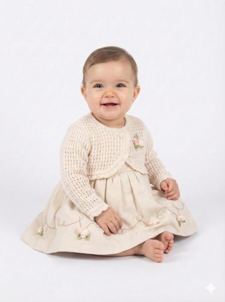 Kız Çocuk Elbise + Bolero 9-24 Ay 52130 Bej - MOONSTAR