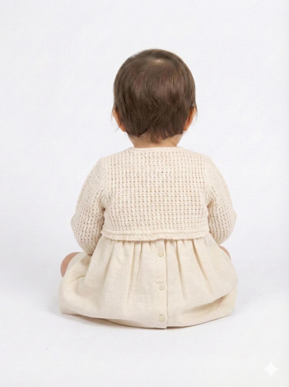 Kız Çocuk Elbise + Bolero 9-24 Ay 52130 Bej - 2