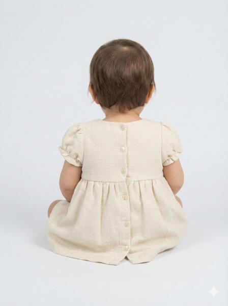 Kız Çocuk Elbise + Bolero 9-24 Ay 52130 Bej - 4