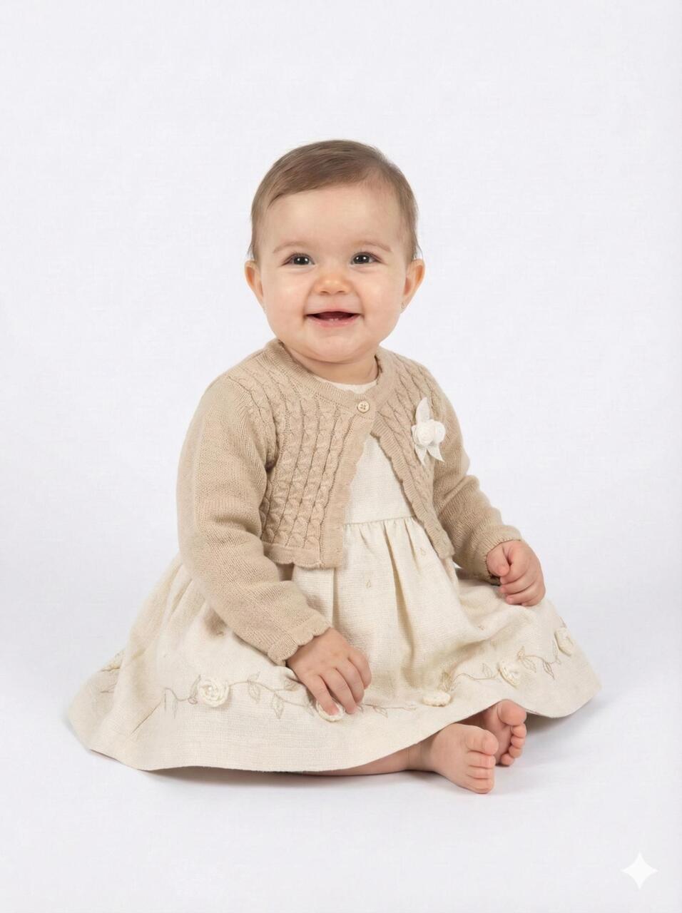 Kız Çocuk Bolerolu Elbise Takım 6-18 Ay 52141 Camel - 1