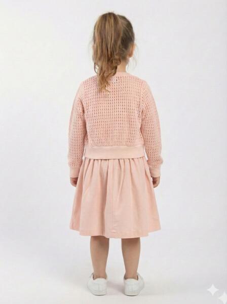 Kız Çocuk Elbise + Bolero 2-5 Yaş 52122 Pudra - 2