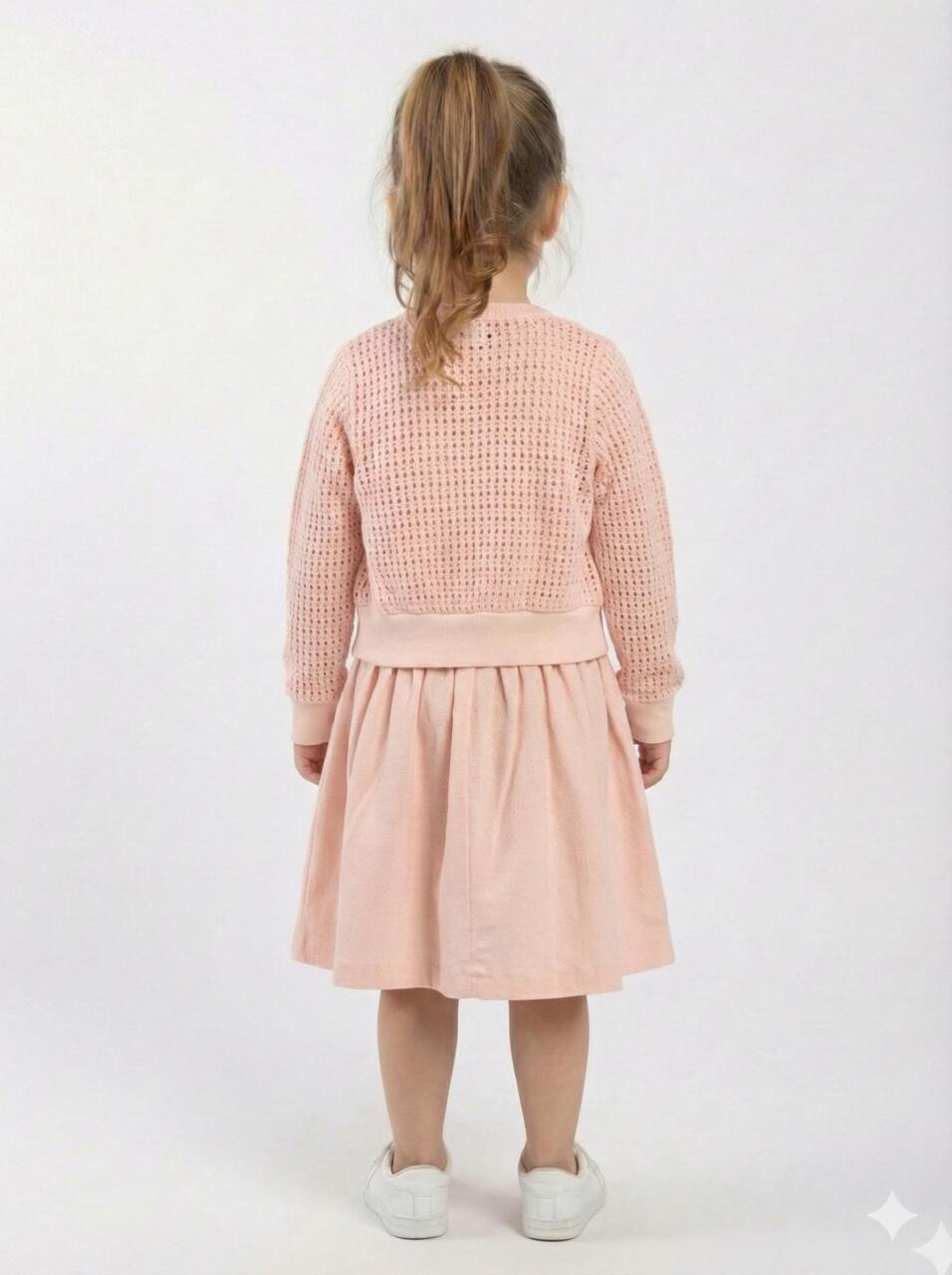 Kız Çocuk Elbise + Bolero 2-5 Yaş 52122 Pudra - 2