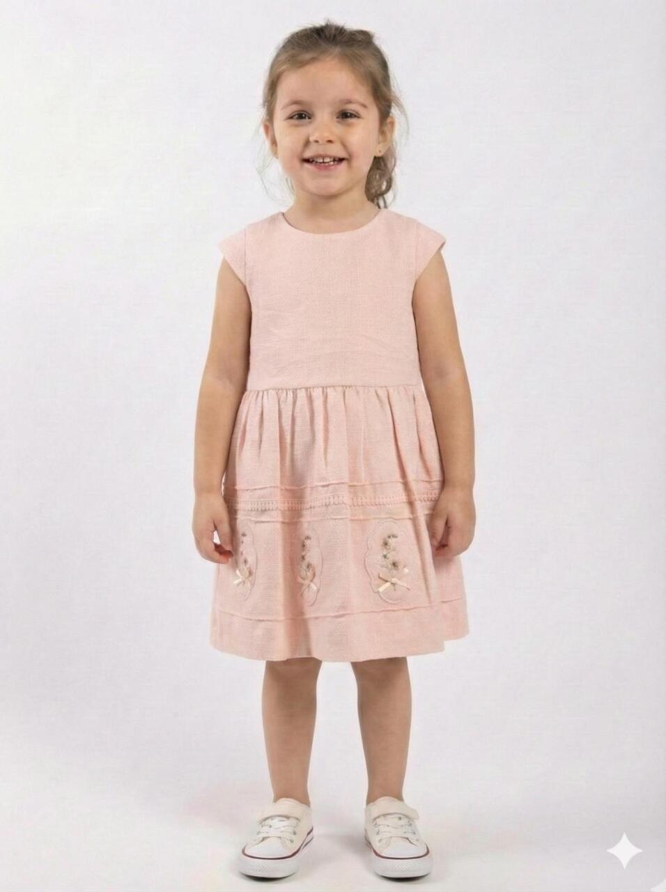 Kız Çocuk Elbise + Bolero 2-5 Yaş 52122 Pudra - 3