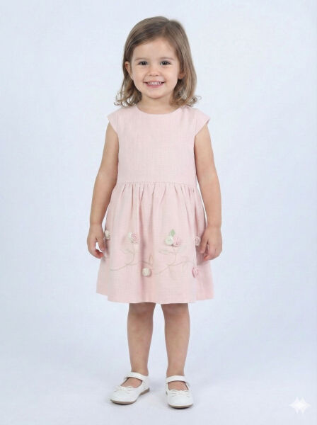 Kız Çocuk Elbise 3-6 Yaş 52140 Pembe - 3